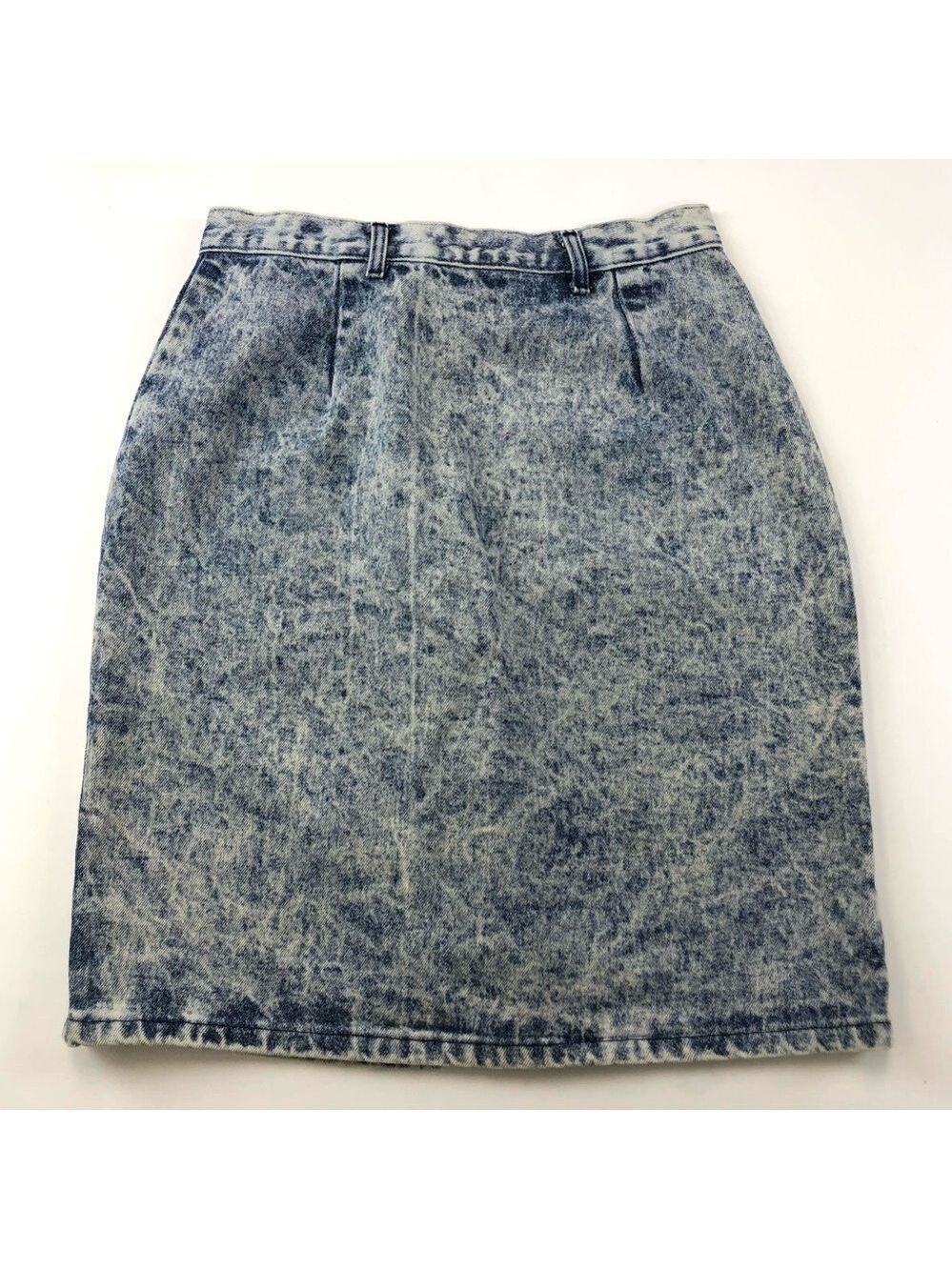Retro acid wash knee length skirt with bow detail Small 80s